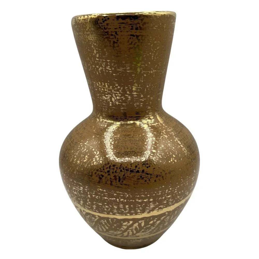 Vintage Stangl 22K Granada Gold Pottery Genie Vase 9.5